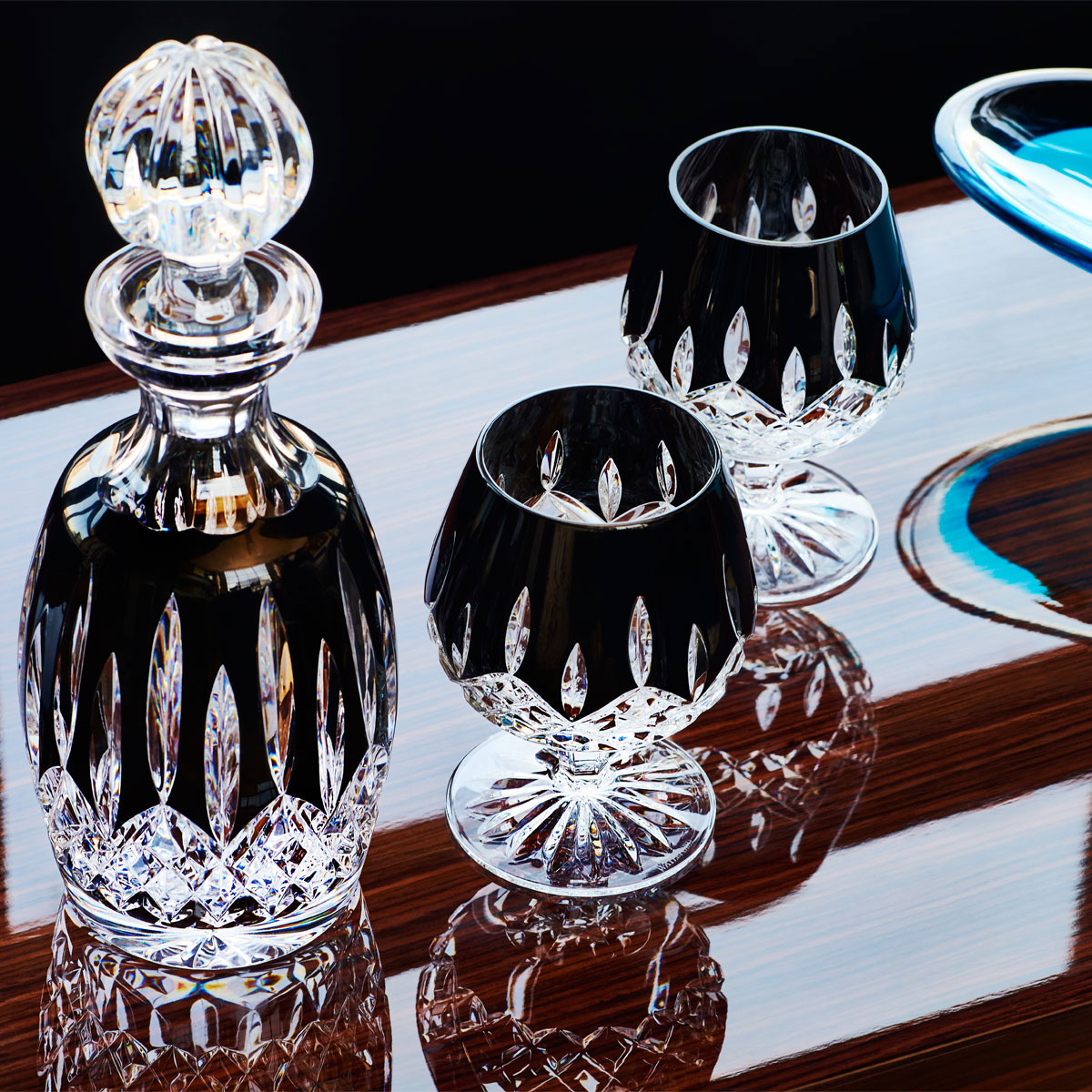 Waterford Crystal, Lismore Black Brandy, Cognac Glasses, Pair